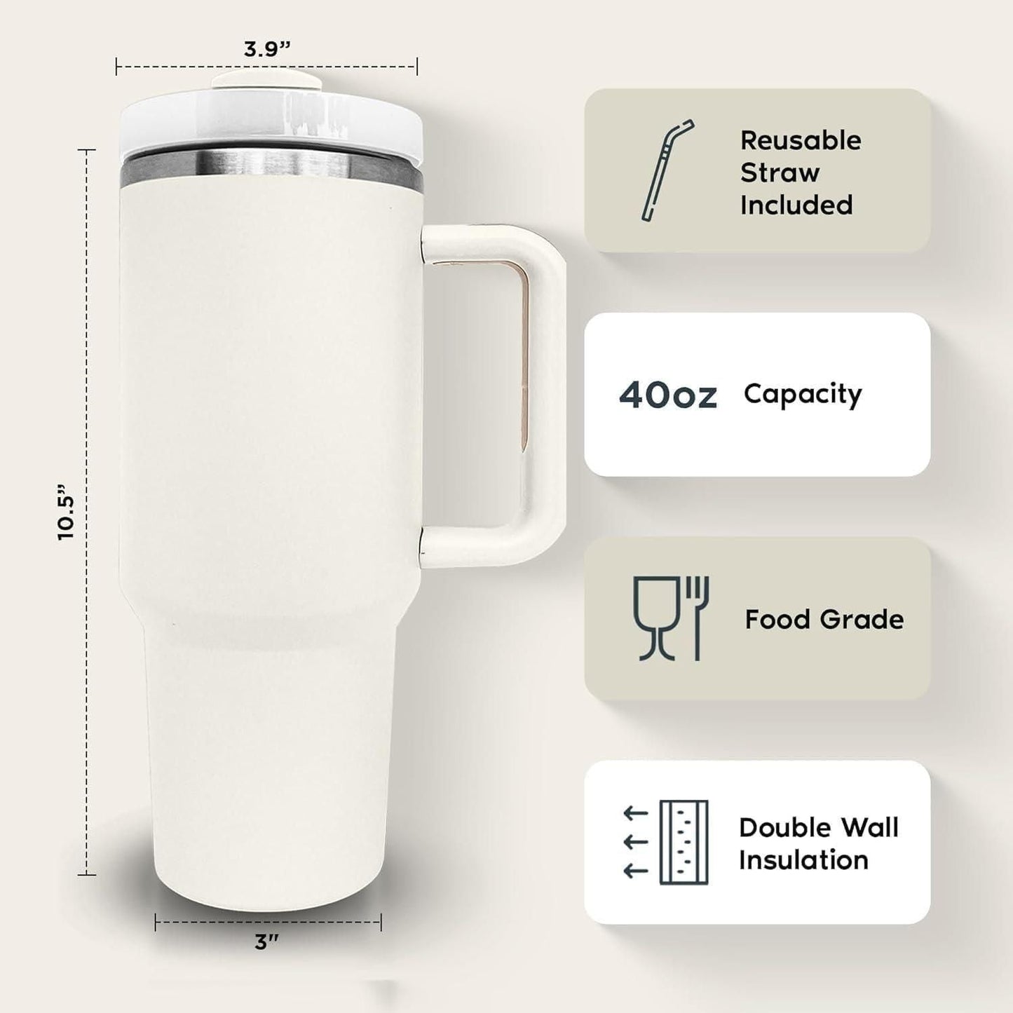 Stainless Steel Tumbler with Lid & Straw
