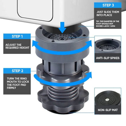 Vibrofixio™️Washing Machine Adjustable Height Footpads (Pack Of 4)